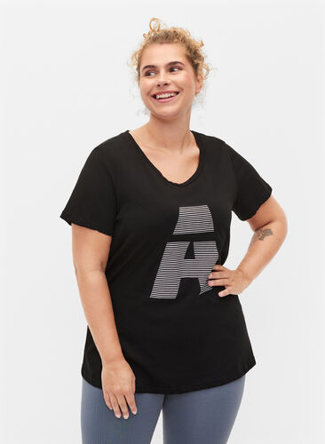 Sport-T-shirt met print, Black w. stripe A, Model image number 0