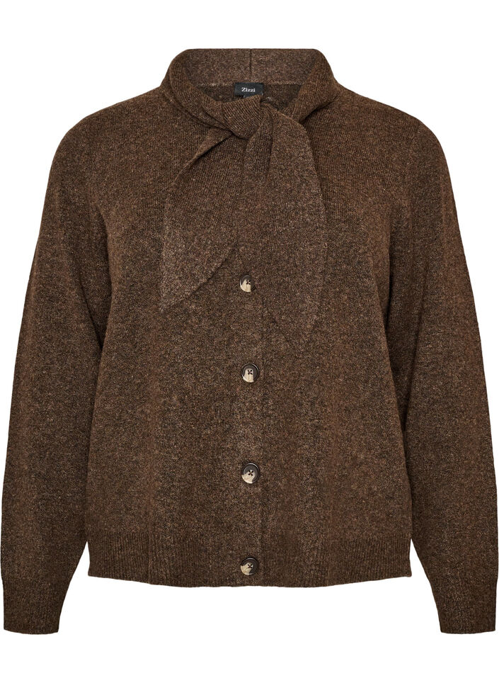 Cardigan avec n&oelig;uds et boutons, Marron, Packshot image number 0