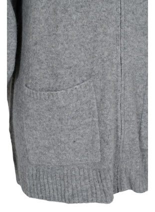 Long cardigan en maille à fermeture Éclair et poches, Medium Grey Melange, Packshot image number 3