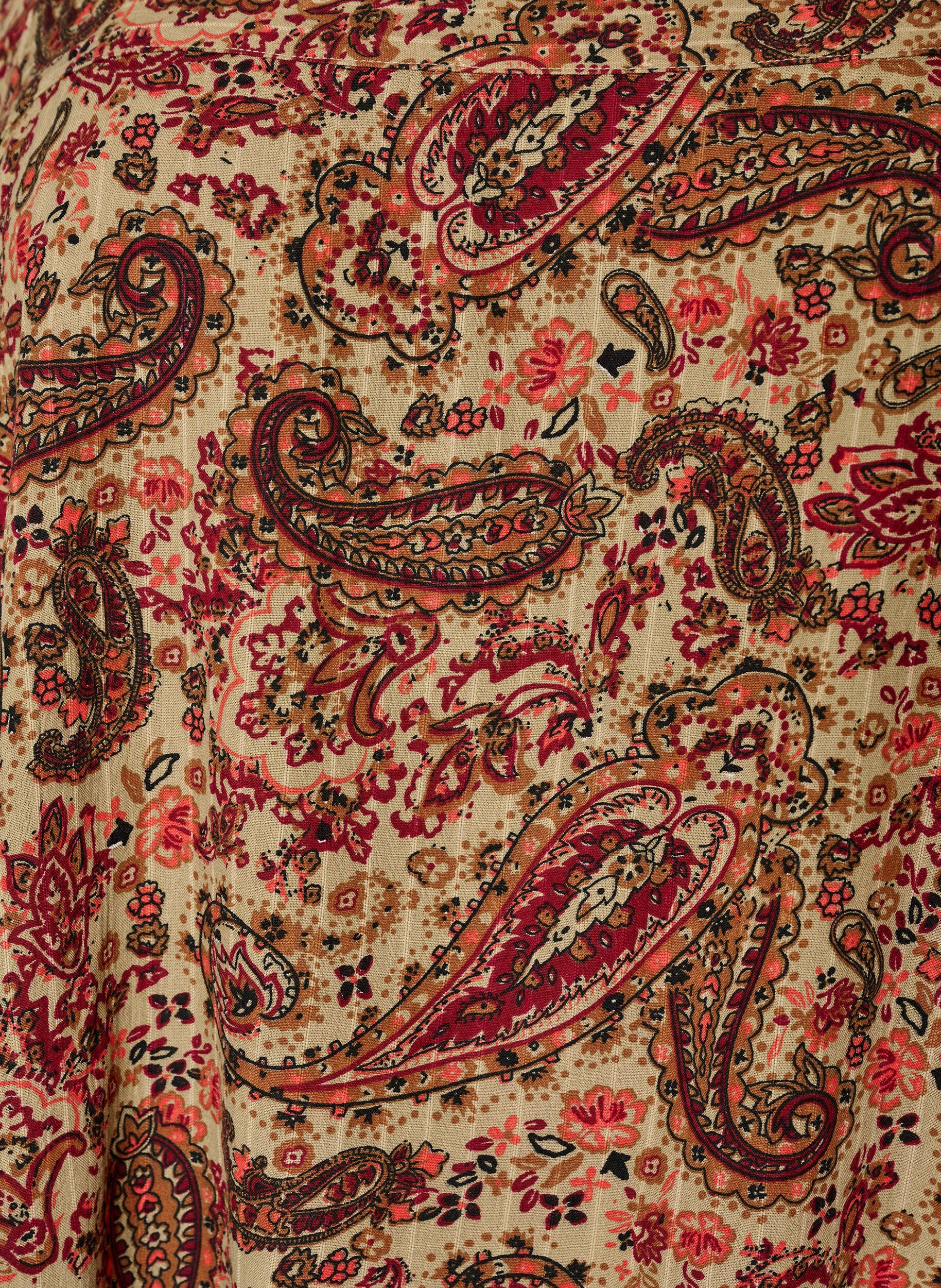 ZizziViscose blouse met paisleymotief en een vierkante halslijn, Bruin, Packshot image number 2