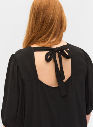 Viscose jurk met rugdetail, Black, Model image number 2
