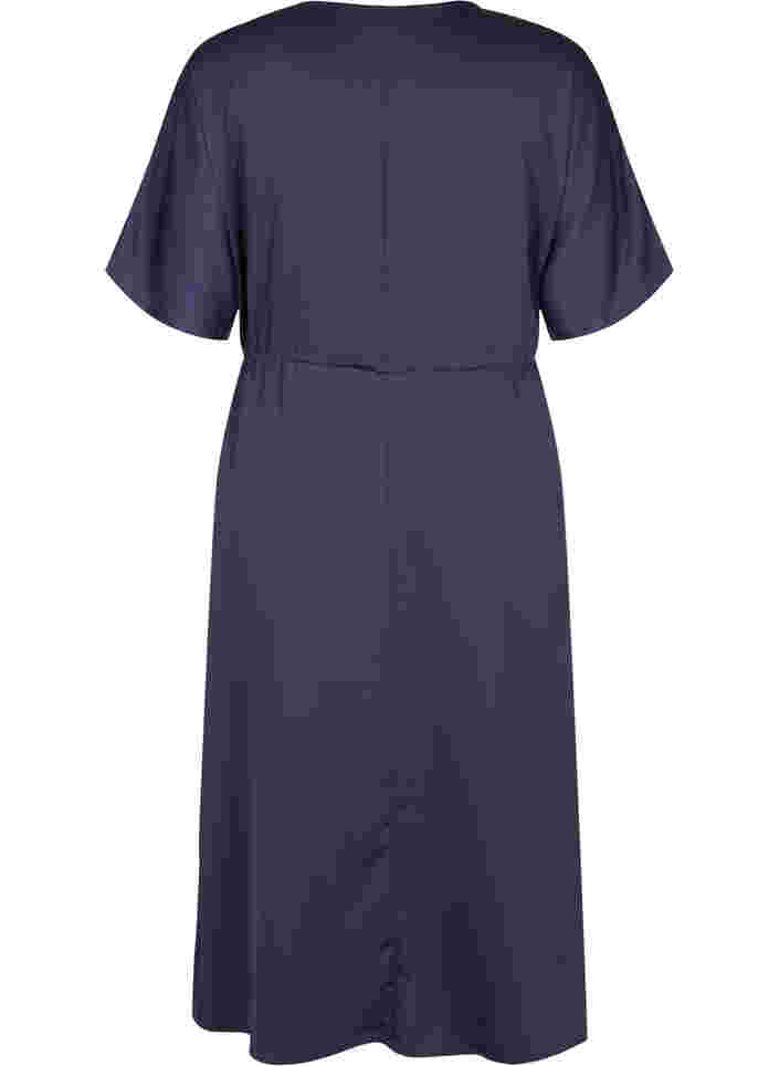 Midi-jurk met korte mouwen en verstelbare taille, Evening Blue, Packshot image number 1