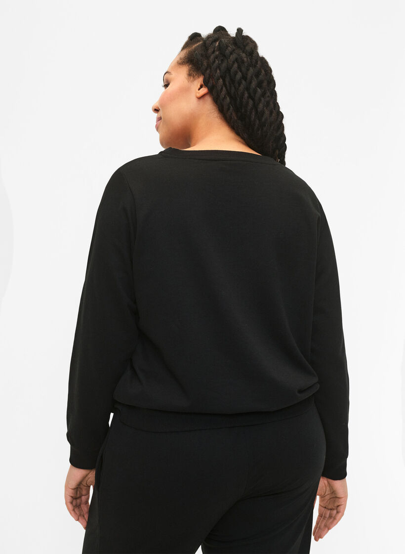 Sweatshirt met tekst, Black W. Reset, Model image number 1