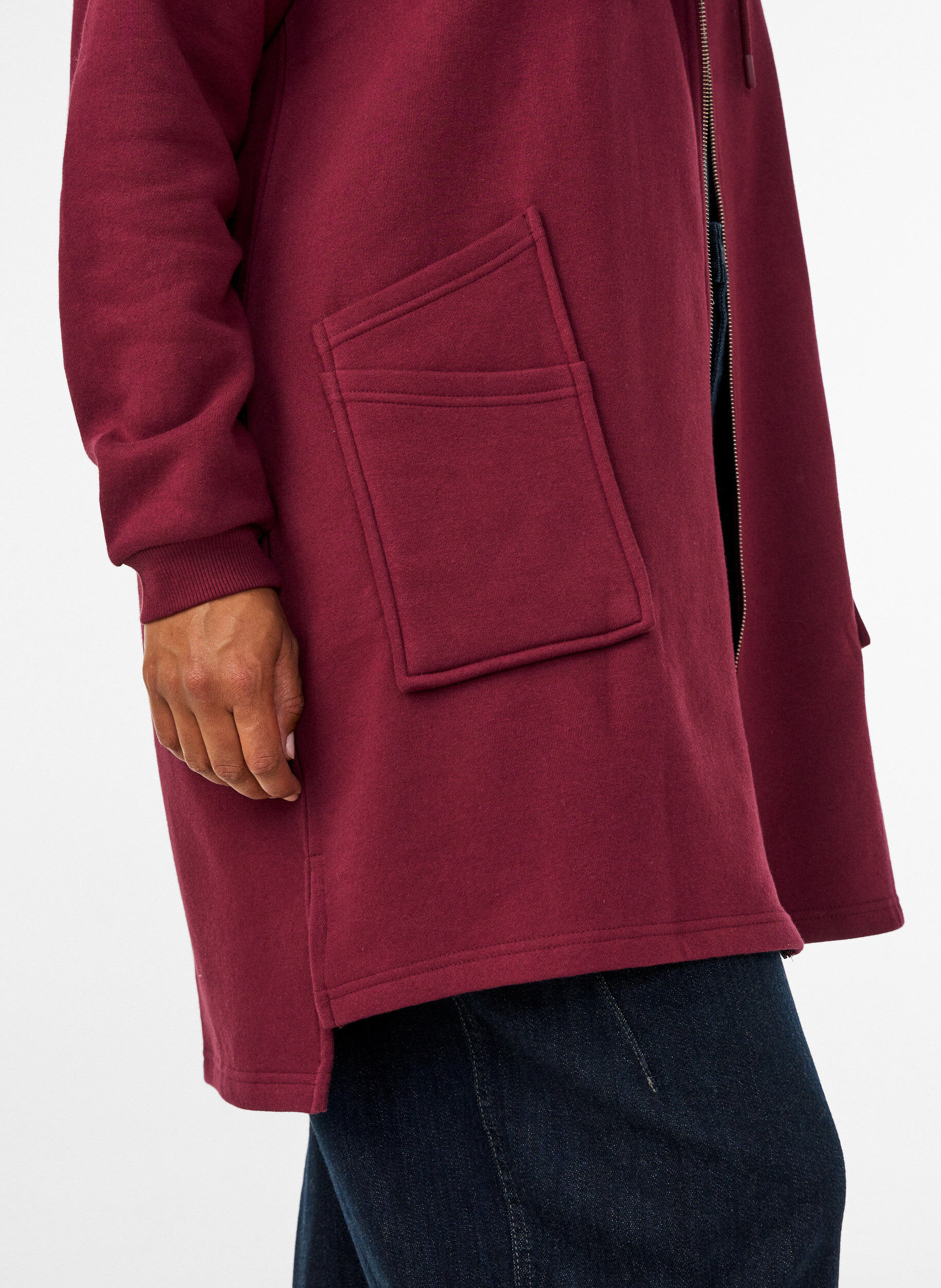 ZizziLang vest met capuchon en ritssluiting, Rood, Model image number 3