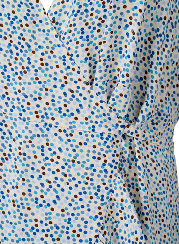 Robe portefeuille en viscose à pois, Blue Dot AOP, Packshot image number 2