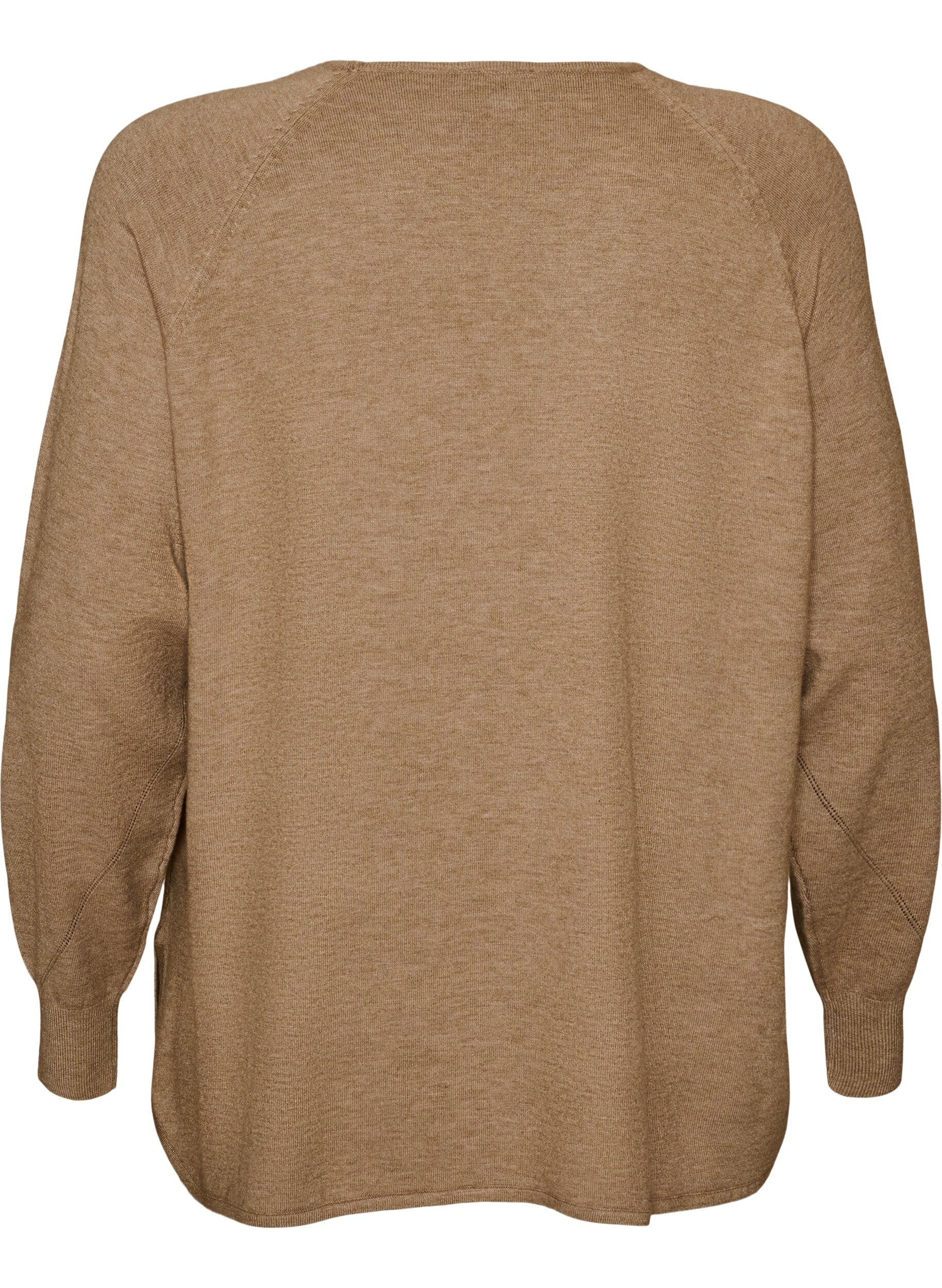 ZizziChemisier en tricot avec col rond et motif tricot, Beige, Packshot image number 1