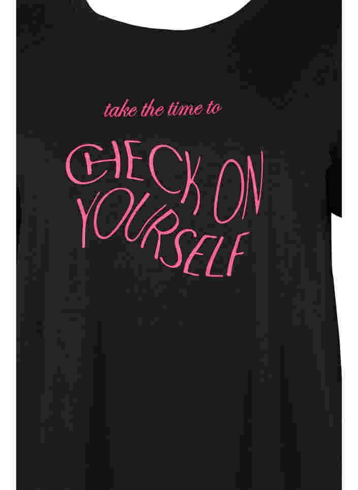 T-shirt avec imprimé en coton et à manches courtes, Black Take The Time, Packshot image number 2