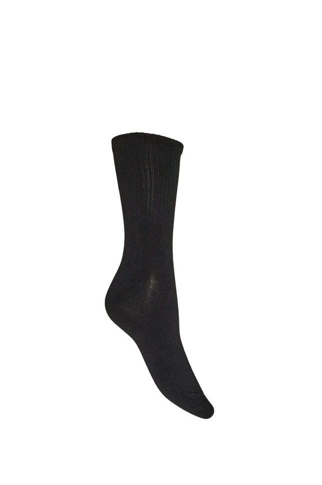 Chaussette c&ocirc;tel&eacute;e en coton, Noir, Packshot image number 1