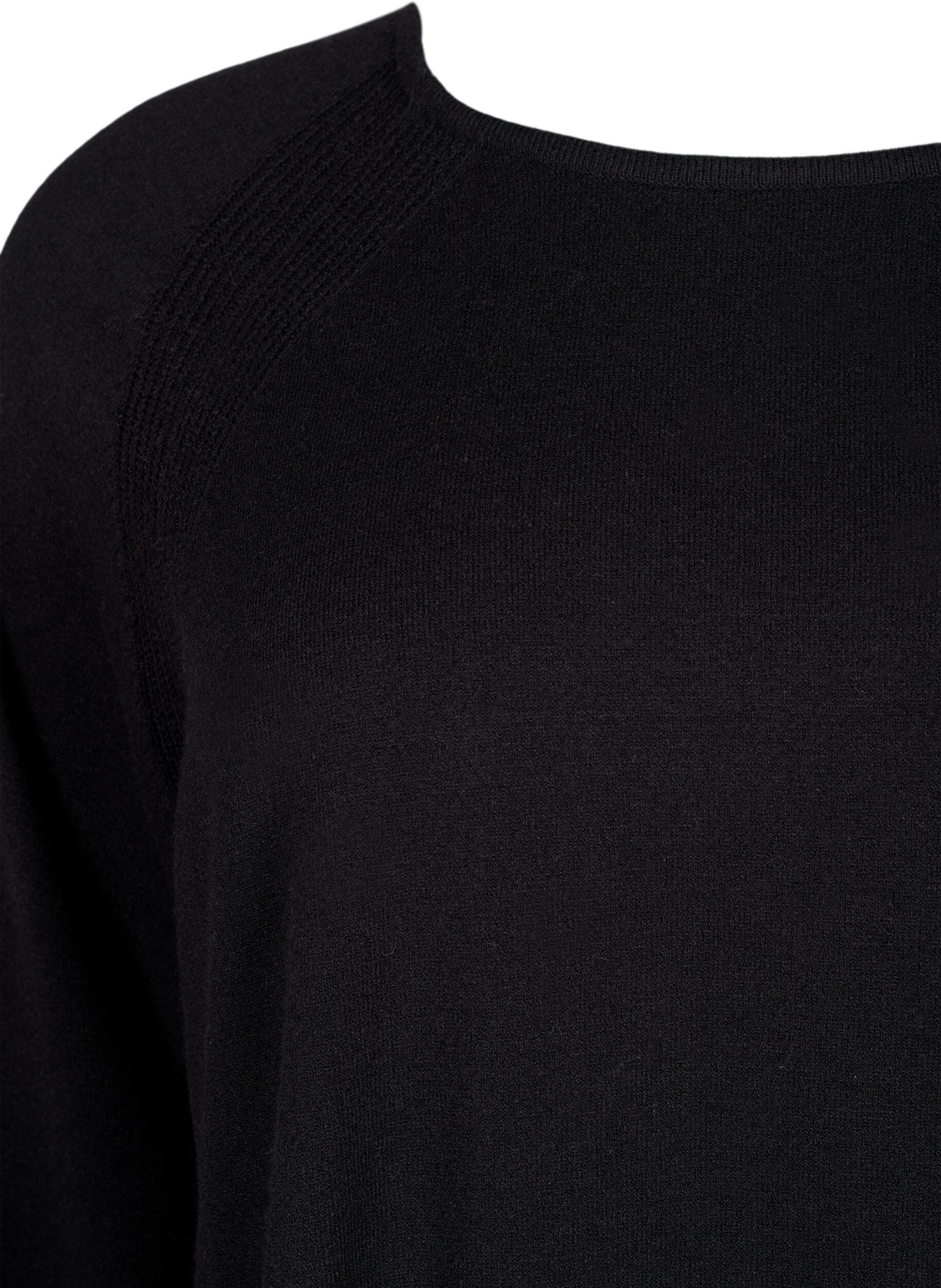 ZizziGebreide blouse met raglanmouwen, Black, Packshot image number 2