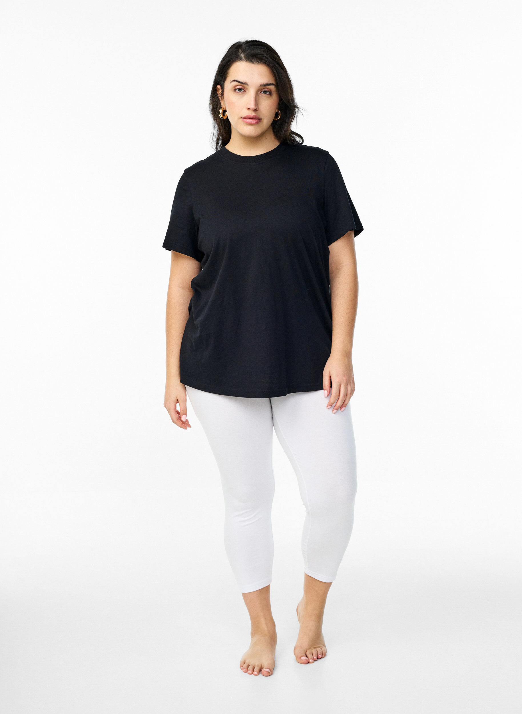 ZizziLeggings basiques longueur 3/4 en viscose, Blanc, Model image number 1