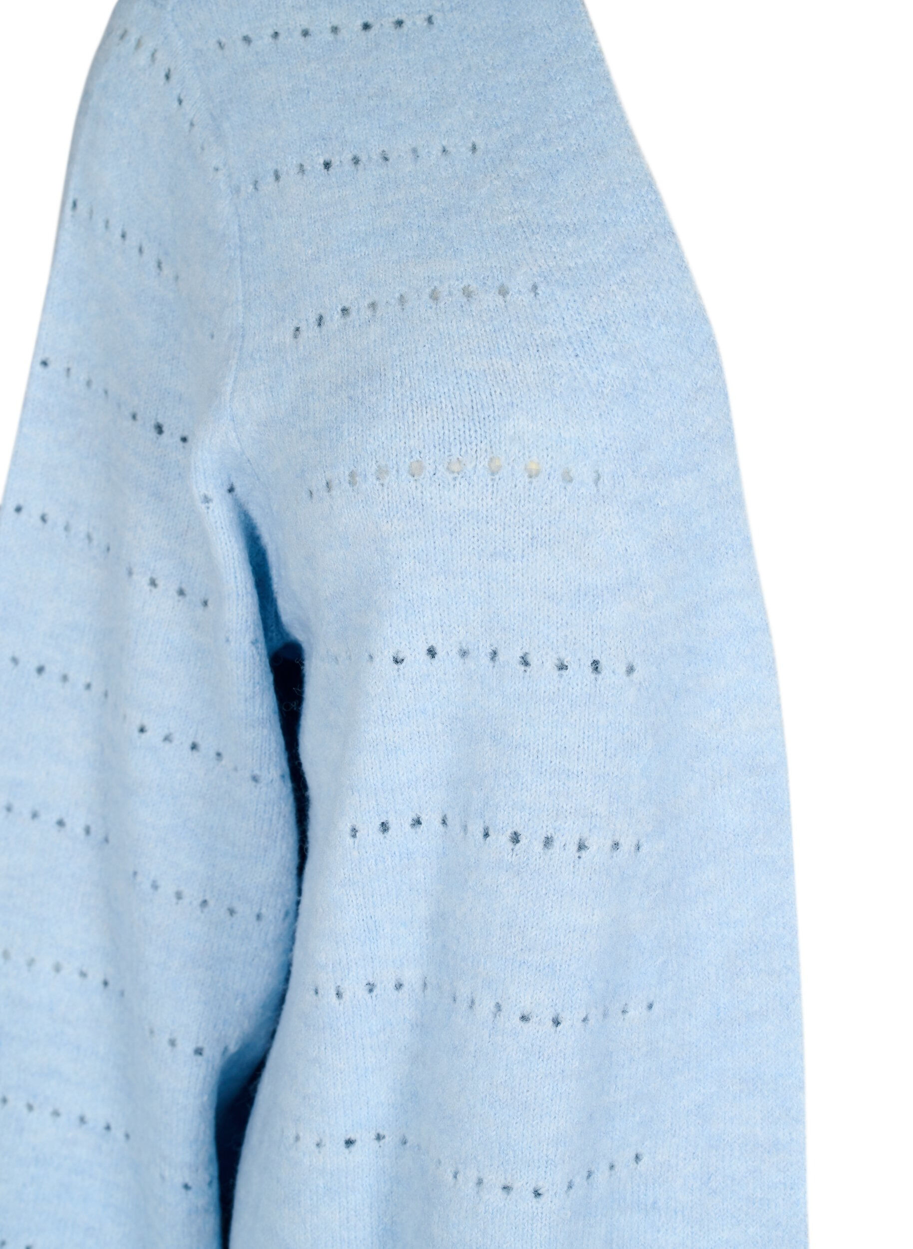 ZizziLange gebreide cardigan met een kantpatroon, Cashmere Blue Mel., Packshot image number 2