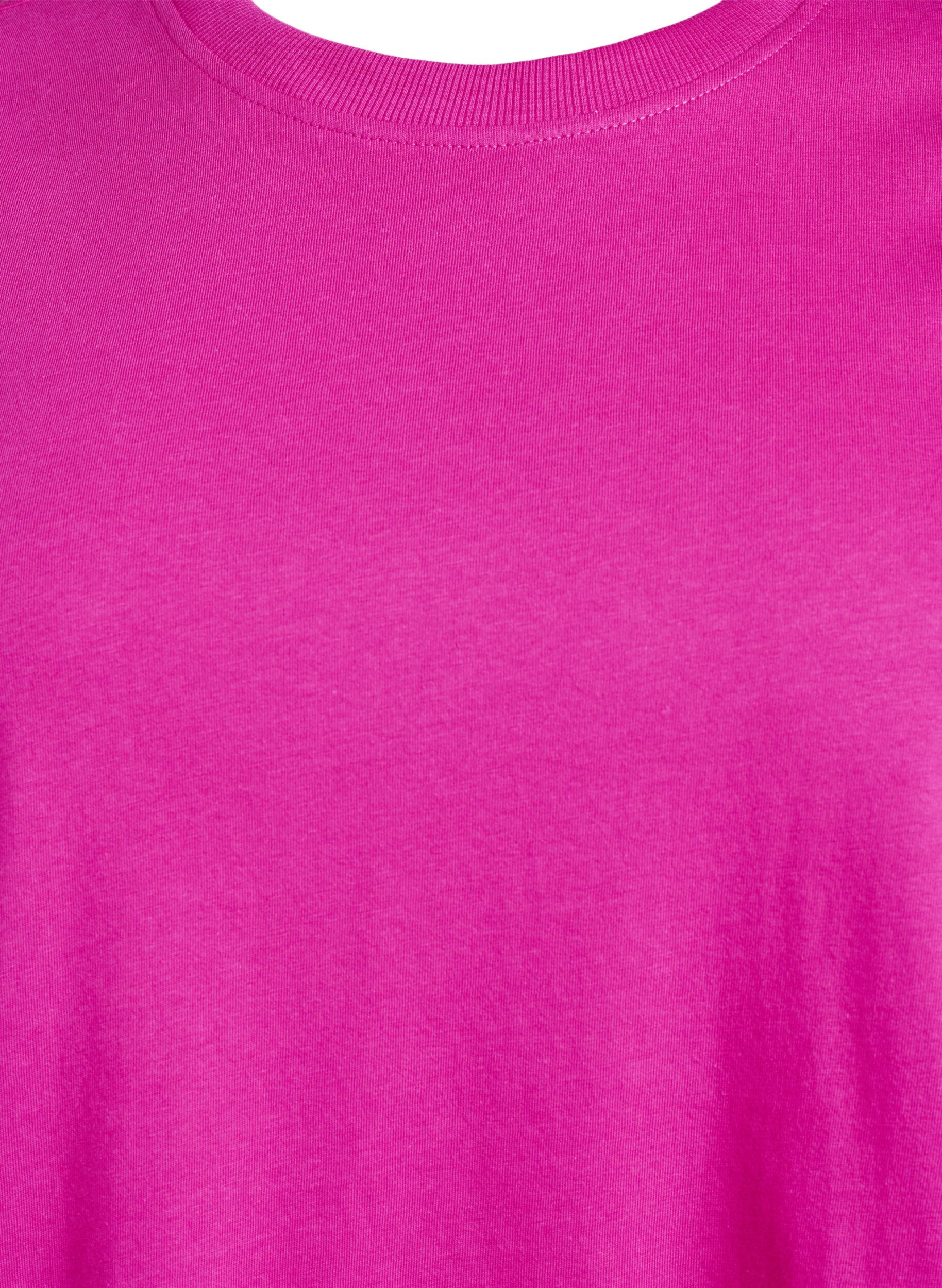 ZizziBasic katoenen T-shirt met ronde hals, Roze, Packshot image number 2