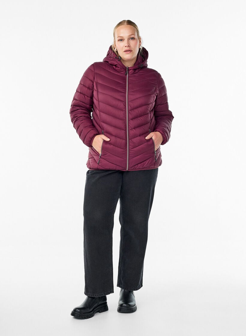 Veste l&eacute;g&egrave;re &agrave; capuche, Bordeaux fonc&eacute;, Model image number 1
