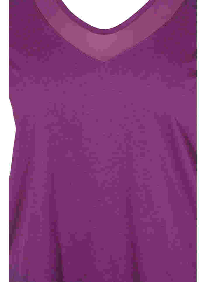 T-shirt à manches courtes avec col en V et résille, Gloxinia, Packshot image number 2