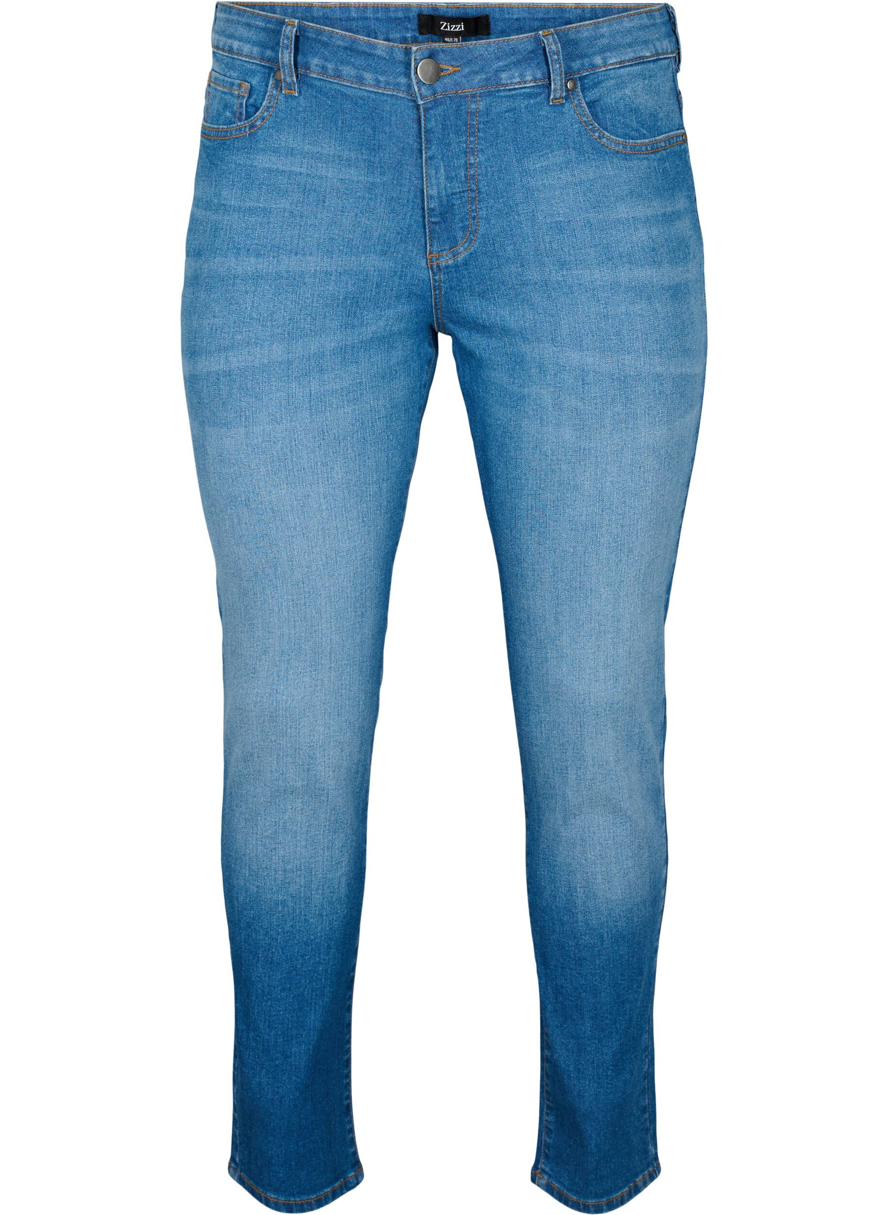 ZizziEmily jeans met reguliere taille en slanke pasvorm, Blue denim, Packshot image number 0