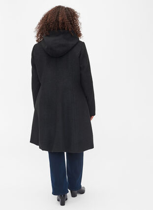 Manteau avec capuche et forme en A, Black, Model image number 1