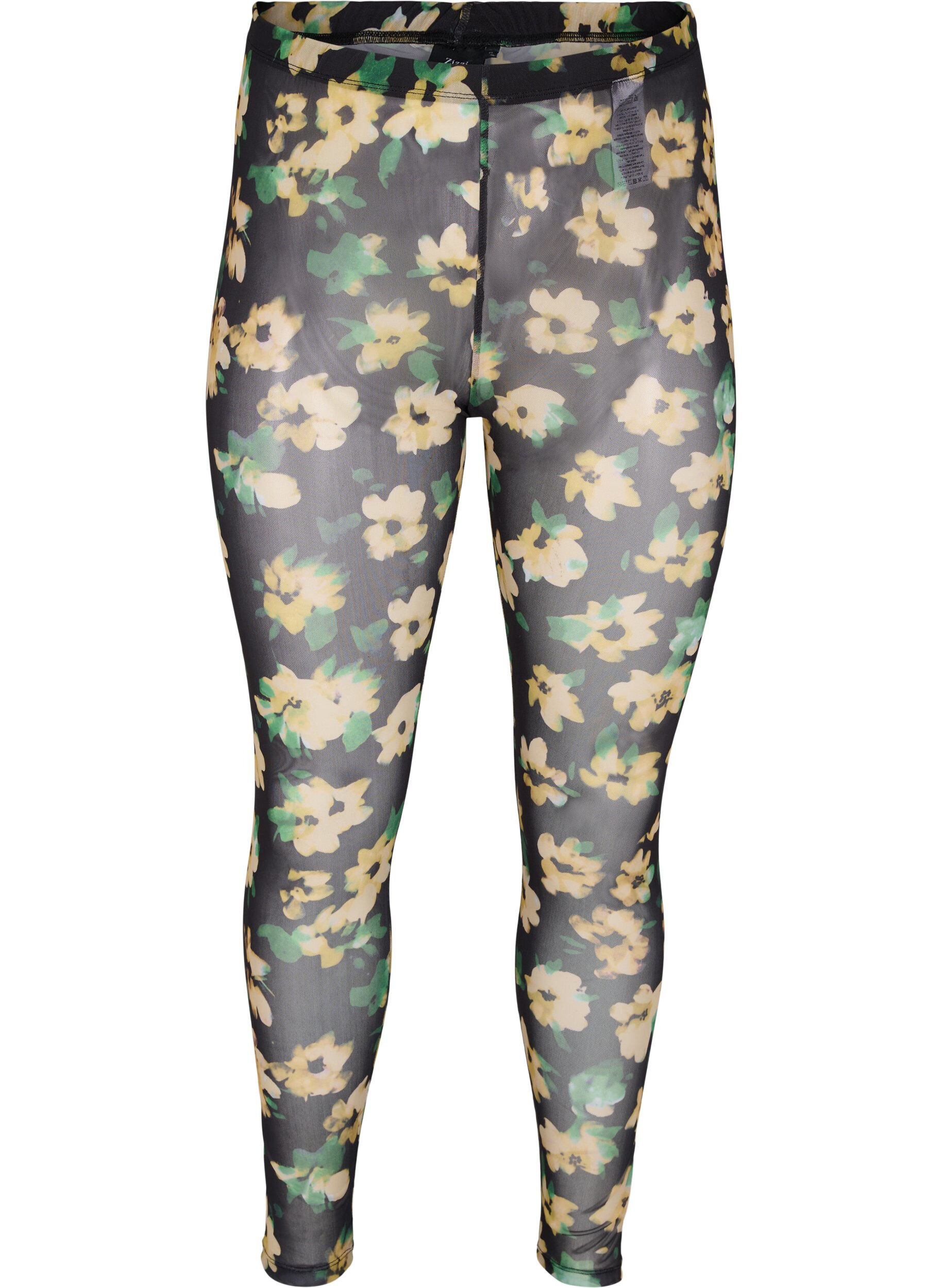 ZizziMesh legging met bloemenprint, Yellow Green AOP, Packshot image number 0