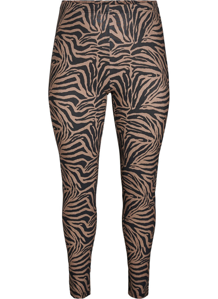 Viscose leggings met zebraprint, Bruin, Packshot image number 0