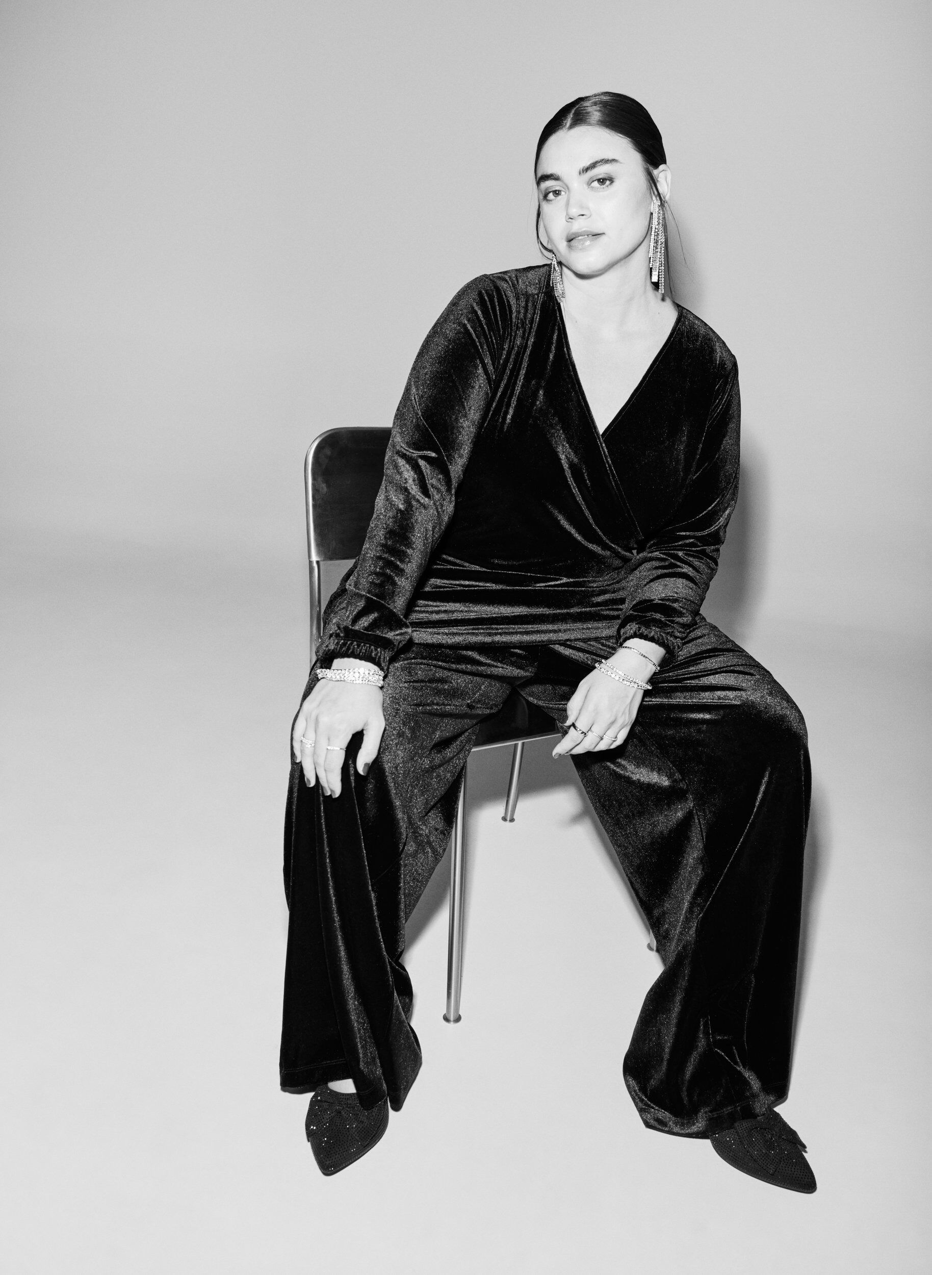 ZizziVeloursbroek met een high waist en wijde pijpen, Zwart, Image image number 0