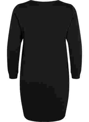 Sweatshirt jurk met v-halslijn, Black, Packshot image number 1