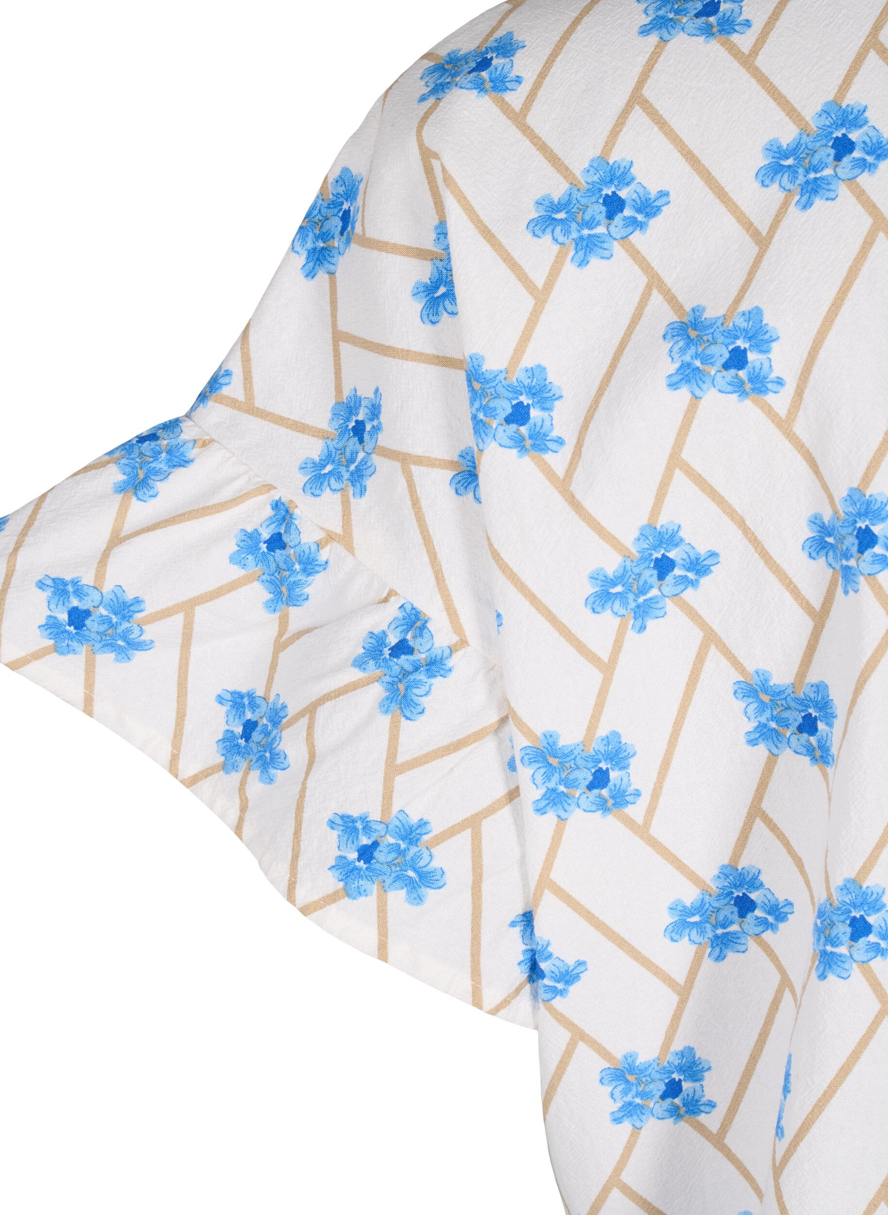 ZizziGebloemde katoenen tuniek, Snow White Flower, Packshot image number 3