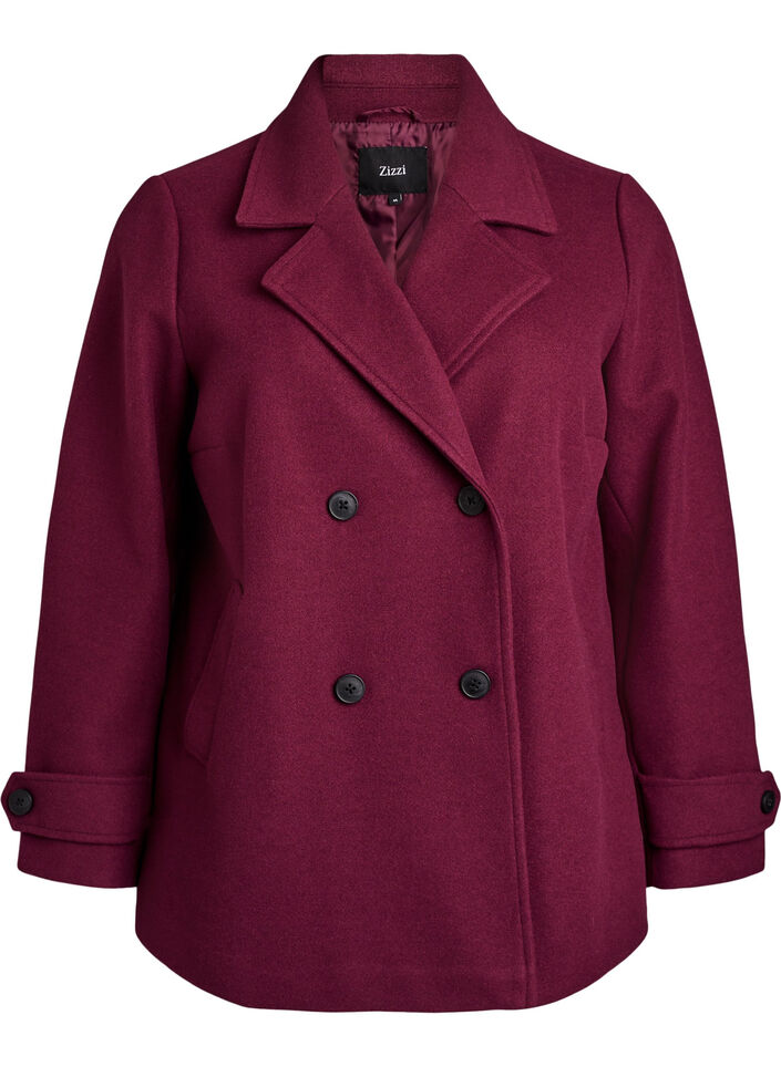 Manteau court avec fermeture &agrave; double-boutonnage, Bordeaux, Packshot image number 0