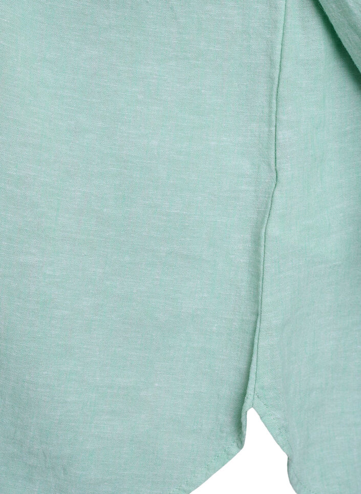 Chemise en lin et viscose avec manches 3/4, Vert clair, Packshot image number 3