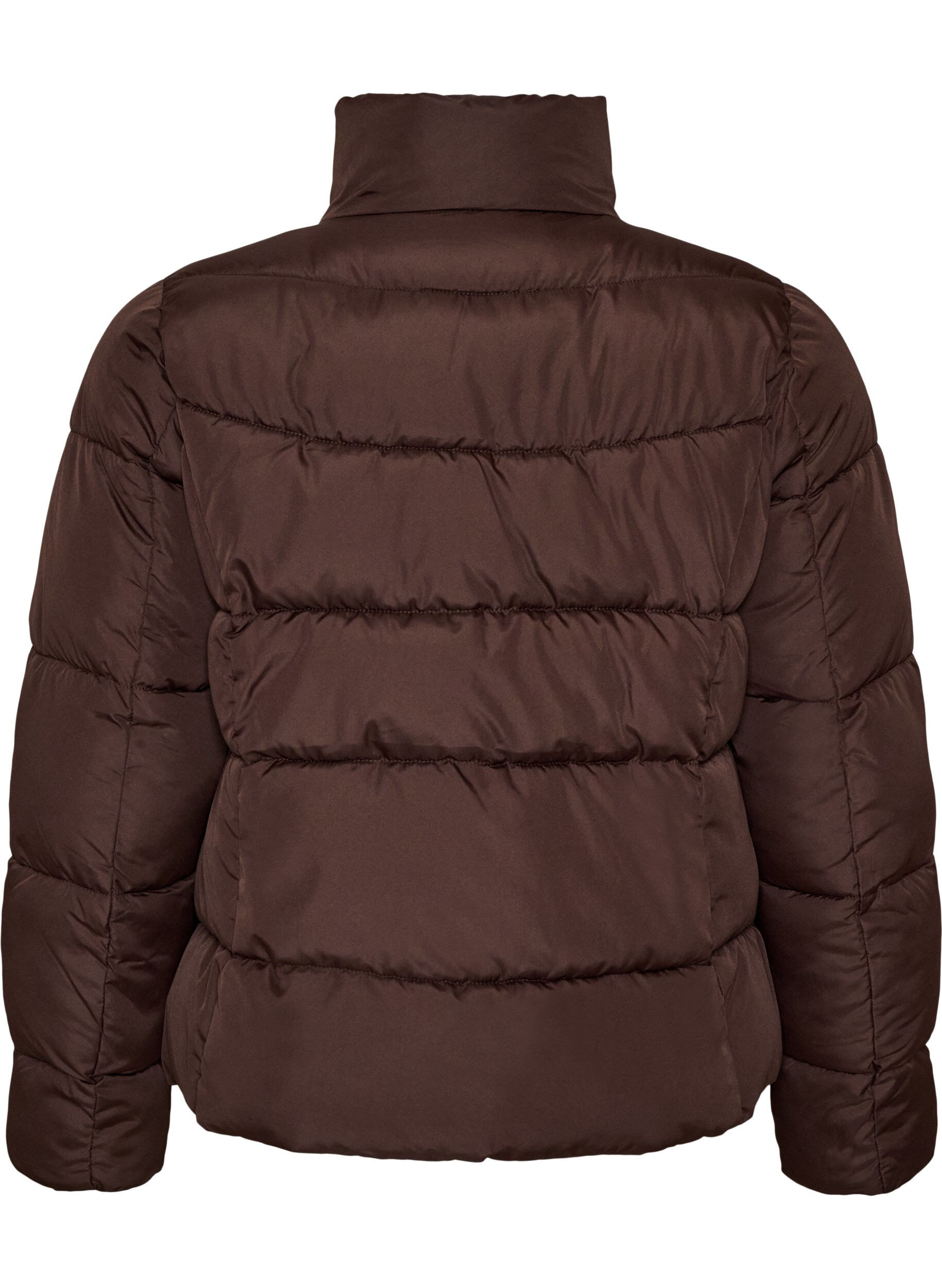 ZizziKorte pufferjas met hoge kraag, Bruin, Packshot image number 1