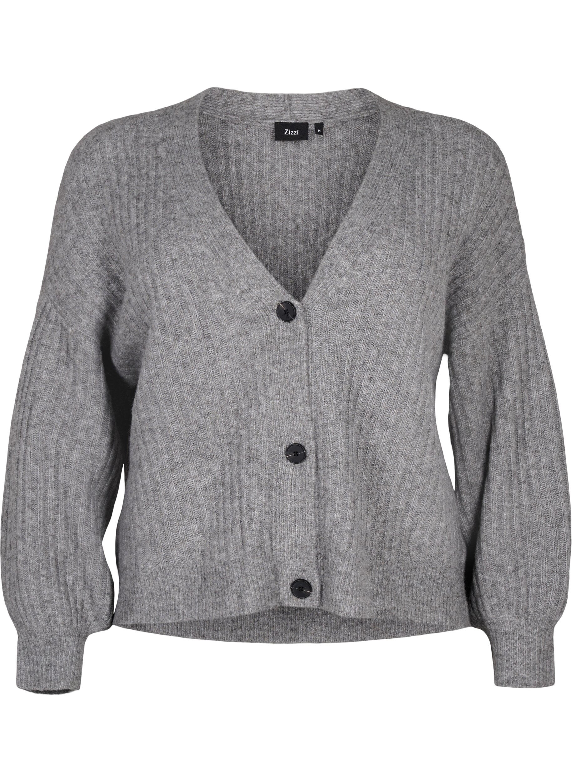 Zizzi Cardigan m&eacute;lang&eacute; en tricot c&ocirc;tel&eacute;, Light Grey Melange, Packshot image number 0