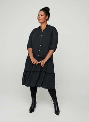 Robe en lyocell avec boutons, Black, Model image number 0