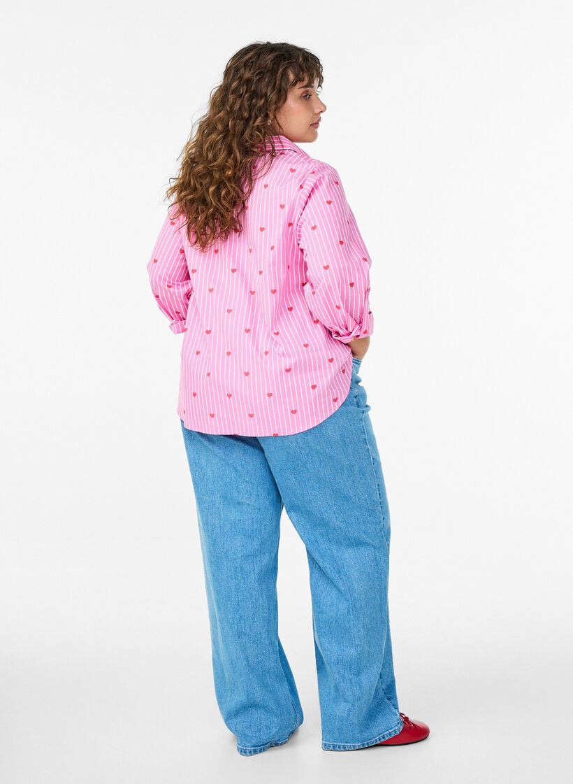 Wide-leg jeans met hoge taille, Blauw, Model image number 1