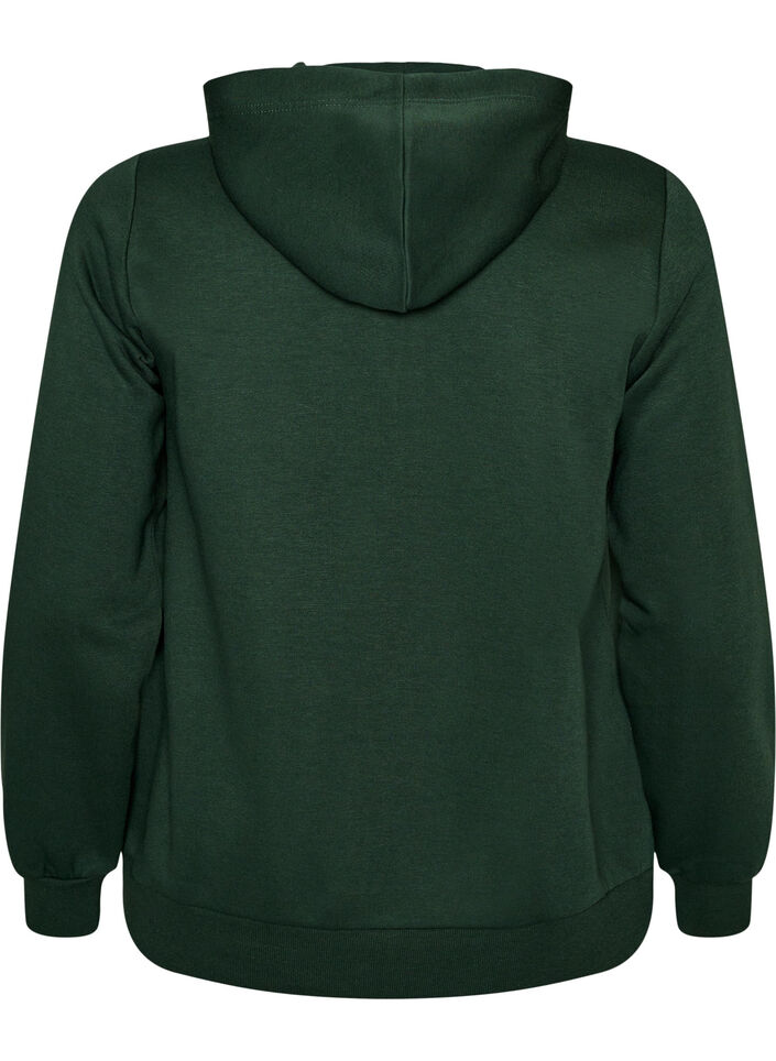 Sweat &agrave; capuche zipp&eacute; avec poches, Vert fonc&eacute;, Packshot image number 1