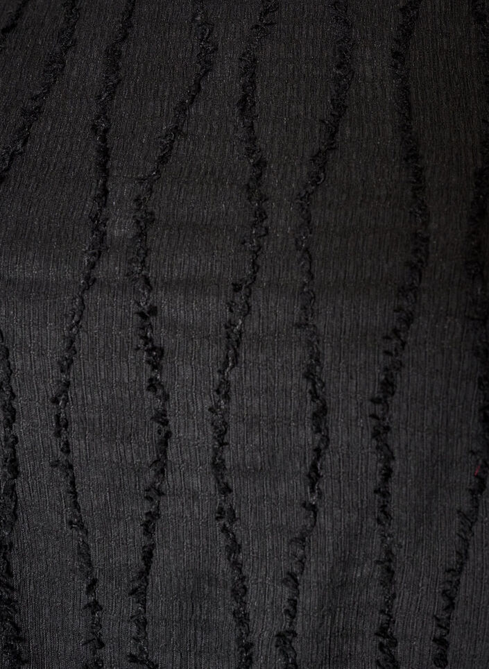 Korte jerseyjurk met een golvend textuurpatroon, Zwart, Packshot image number 2