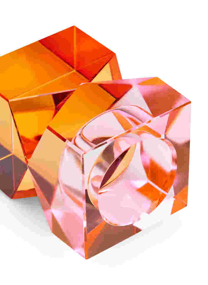 Kaarsenhouder in kristalglas, Pink/Amber, Packshot image number 1
