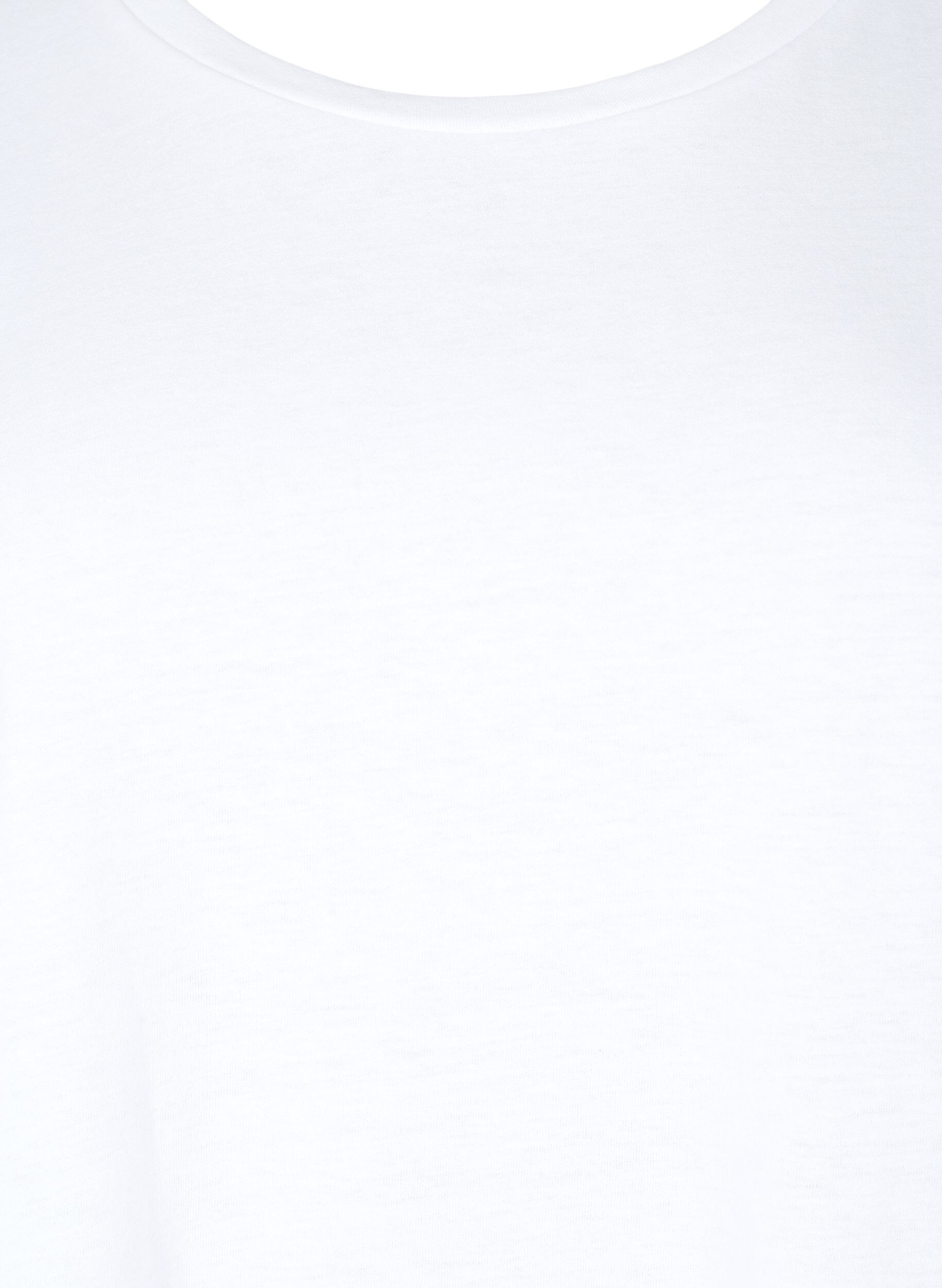 ZizziT-shirt met korte mouwen in een katoenmix, Wit, Packshot image number 2