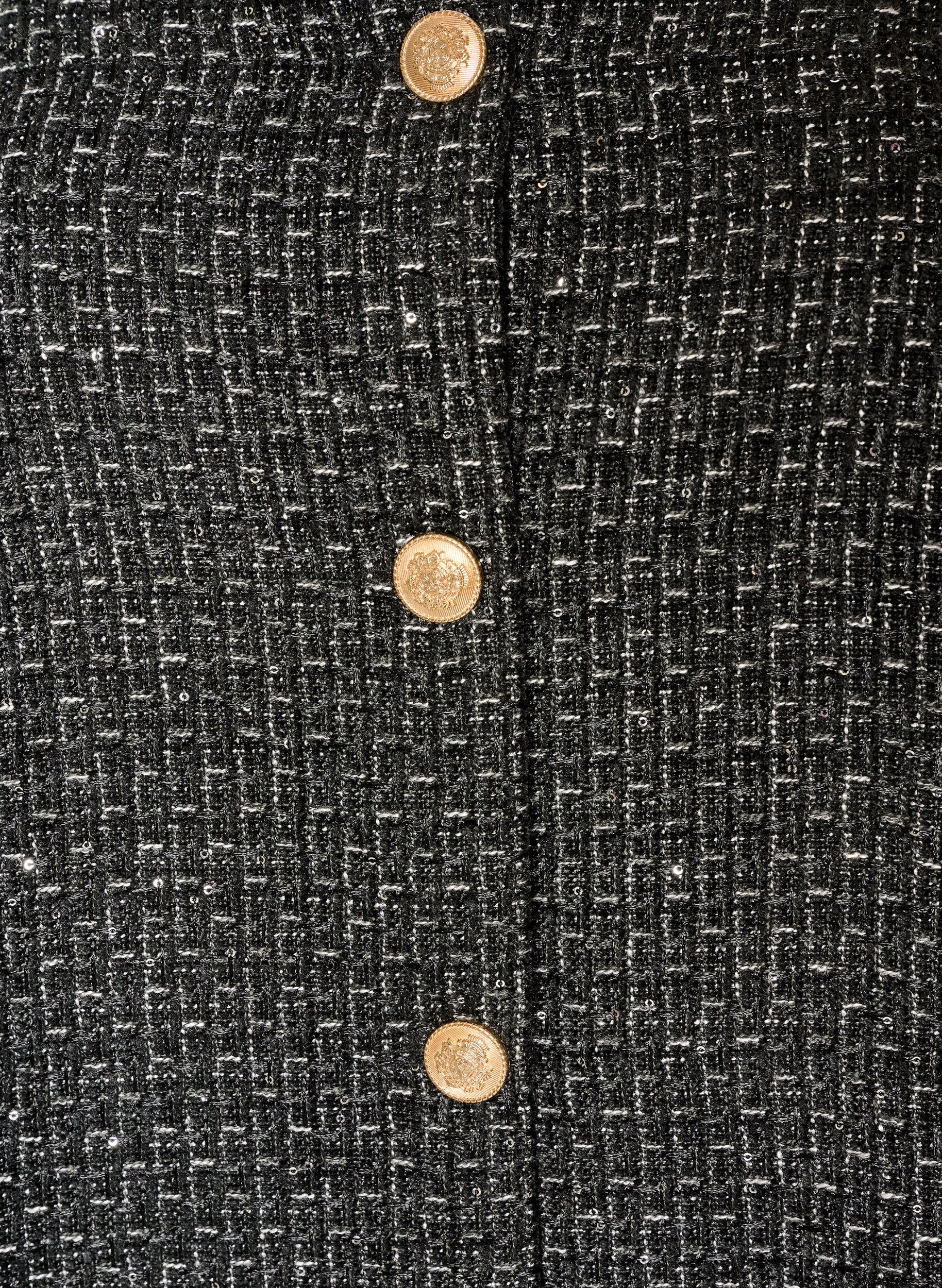 ZizziBoucl&eacute; jasje met pailletten en decoratieve knopen, Zwart, Packshot image number 2