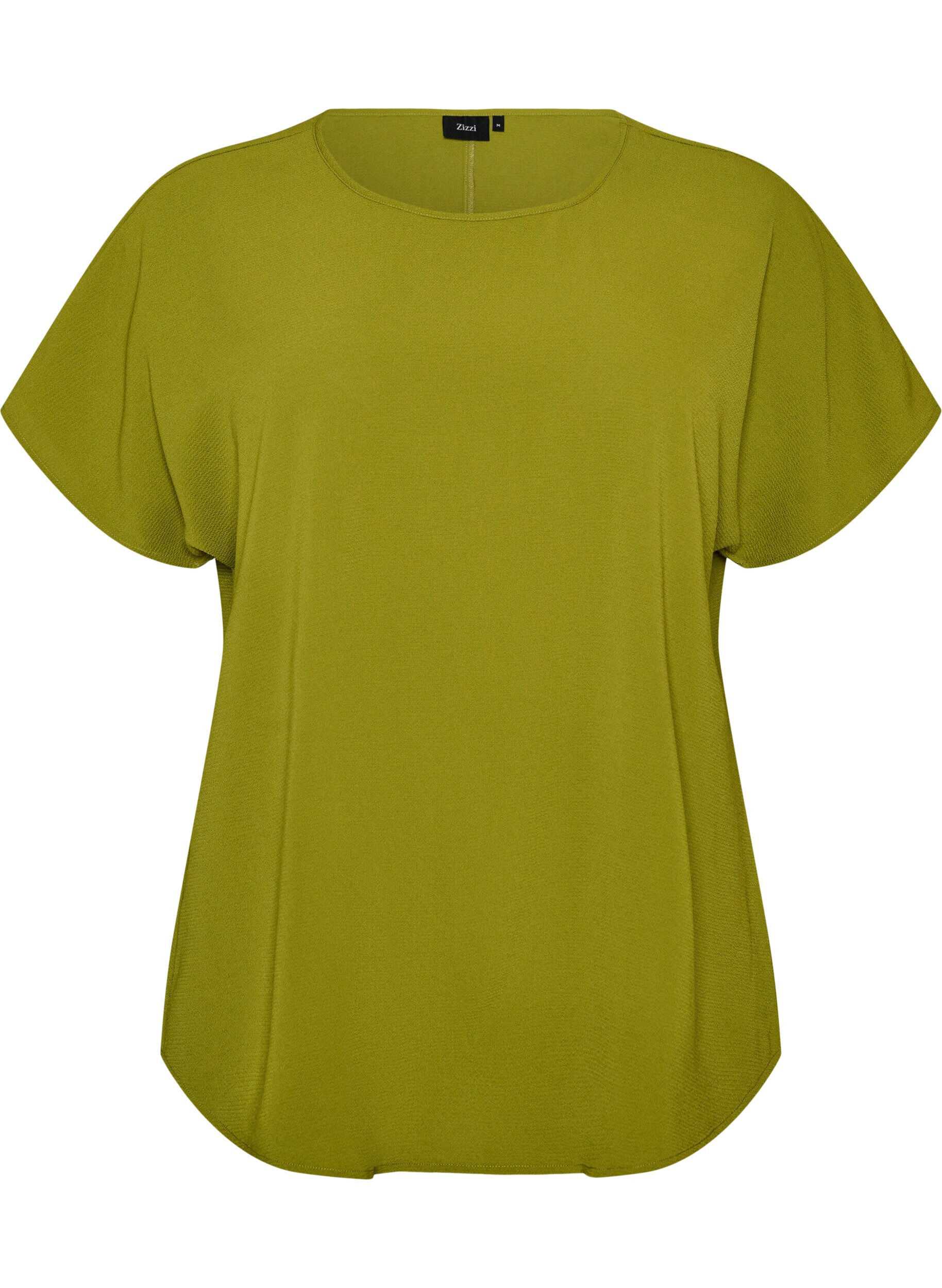ZizziBlouse with short sleeves and a round neckline, Vert, Packshot image number 0