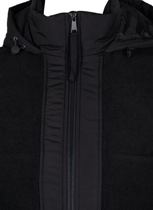 Gilet long avec capuche et fermeture éclair, Black, Packshot image number 2
