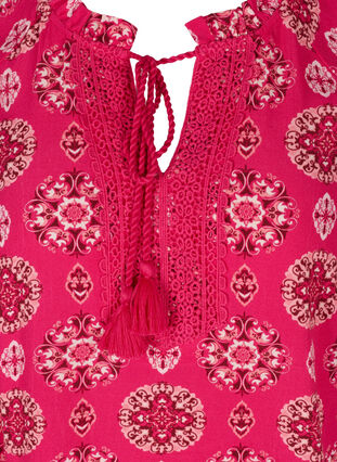 Viscose top met 3/4 mouwen en print, Pink Indian , Packshot image number 2