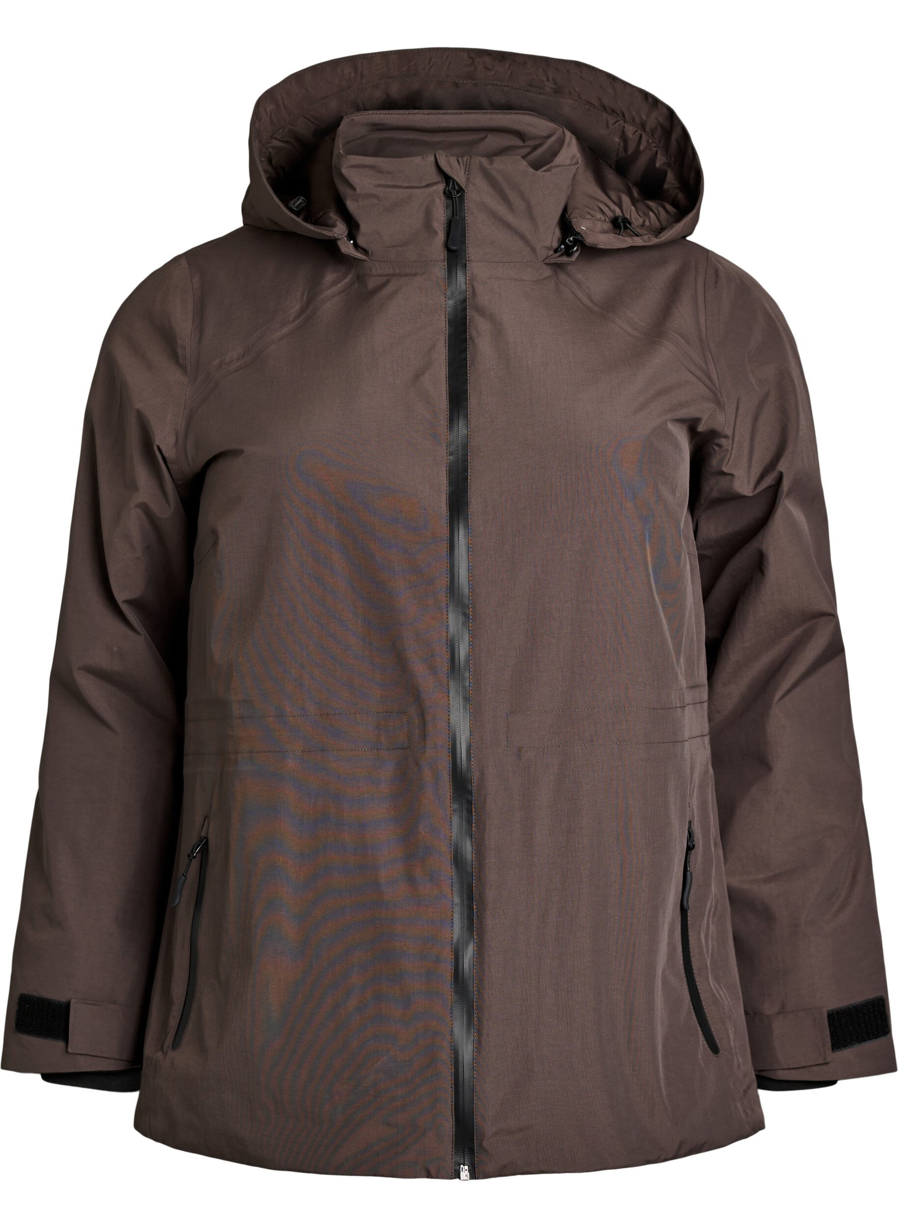 ZizziWaterdichte winterjas met afneembare capuchon, Bruin, Packshot image number 0