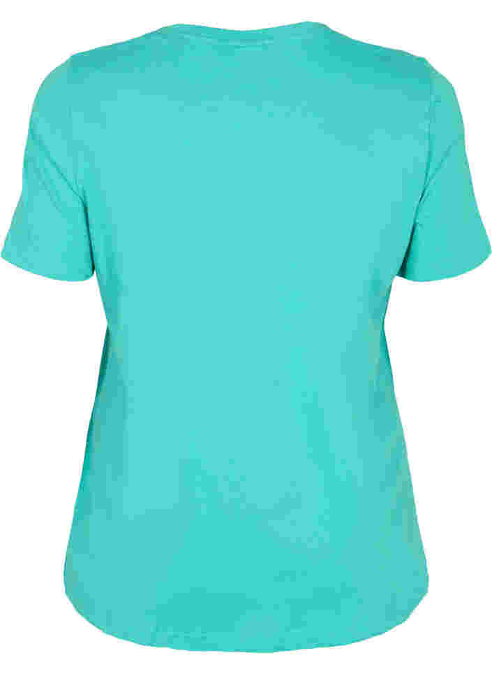 T-shirt en coton à manches courtes avec impression, Sea Green, Packshot image number 1