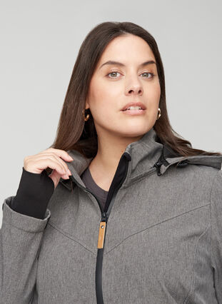 Veste softshell avec capuche et poches, Medium Grey Melange, Model image number 2