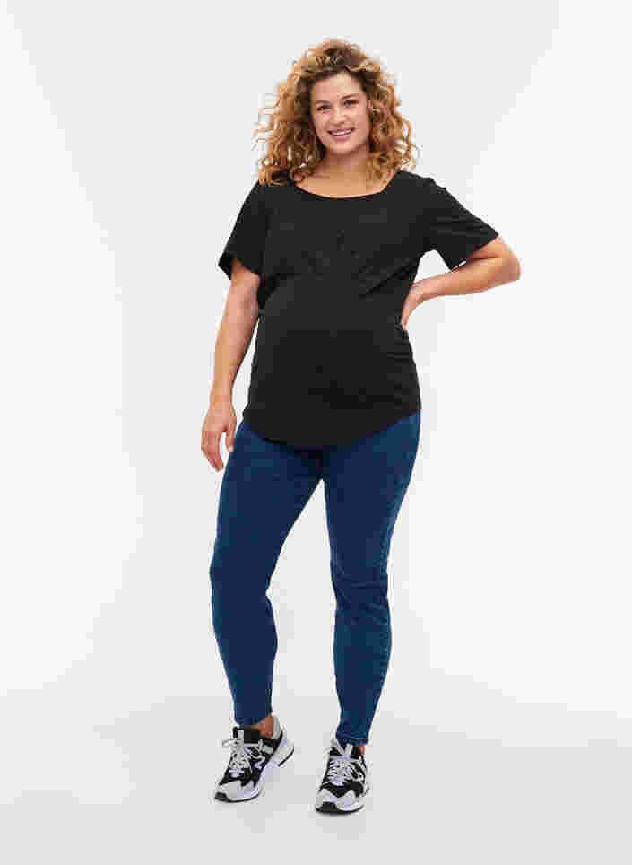 Zwangerschapst-shirt met korte mouwen in katoen, Black, Model image number 3