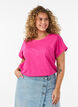 T-shirt &agrave; manches courtes en coton m&eacute;lang&eacute;, Rose, Model image number 0