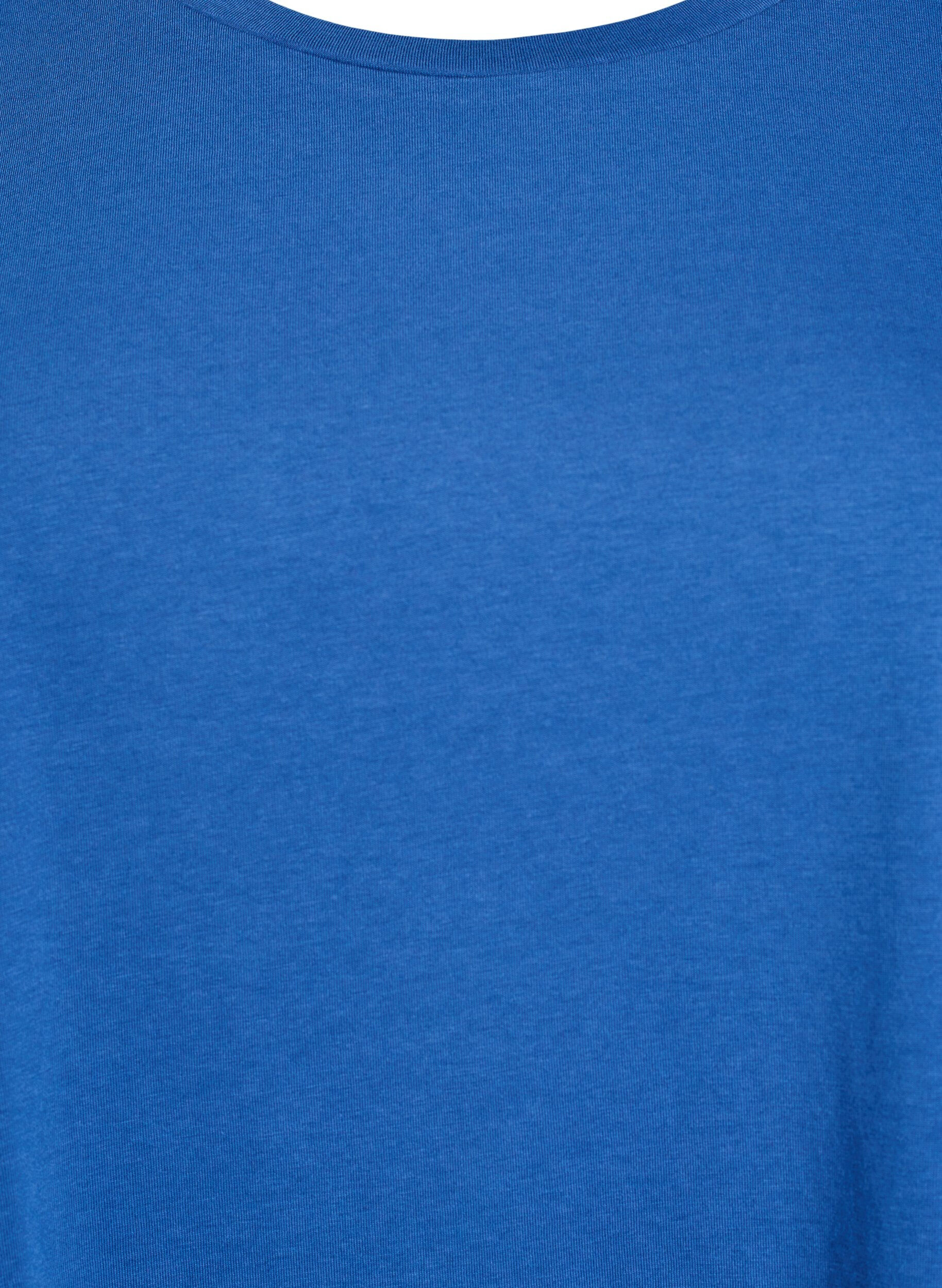 Zizzi T-shirt &agrave; manches courtes en coton m&eacute;lang&eacute;, Bleu, Packshot image number 2