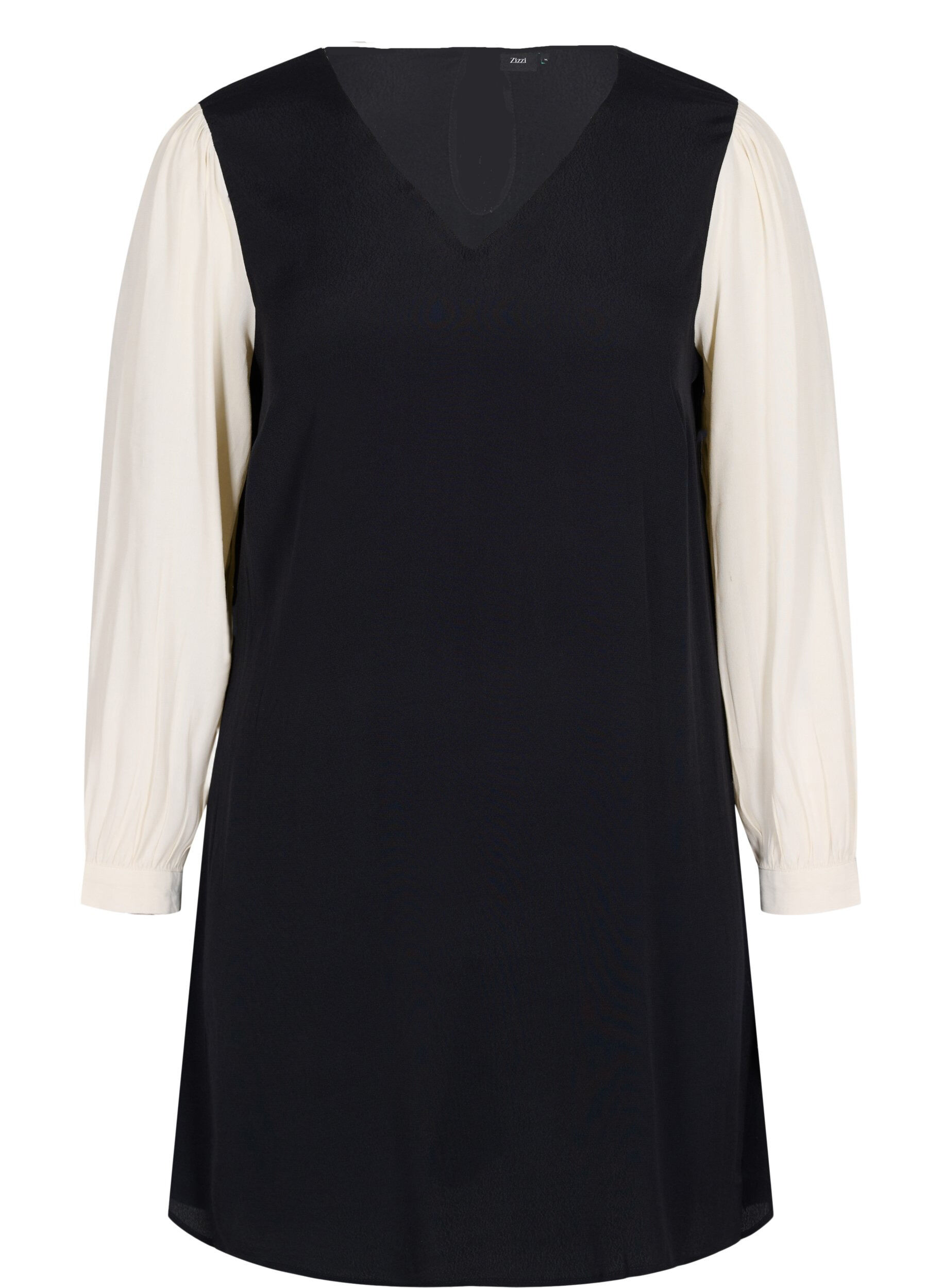 ZizziJurk met lange mouwen in viscose, Black w. Cloud D., Packshot image number 0