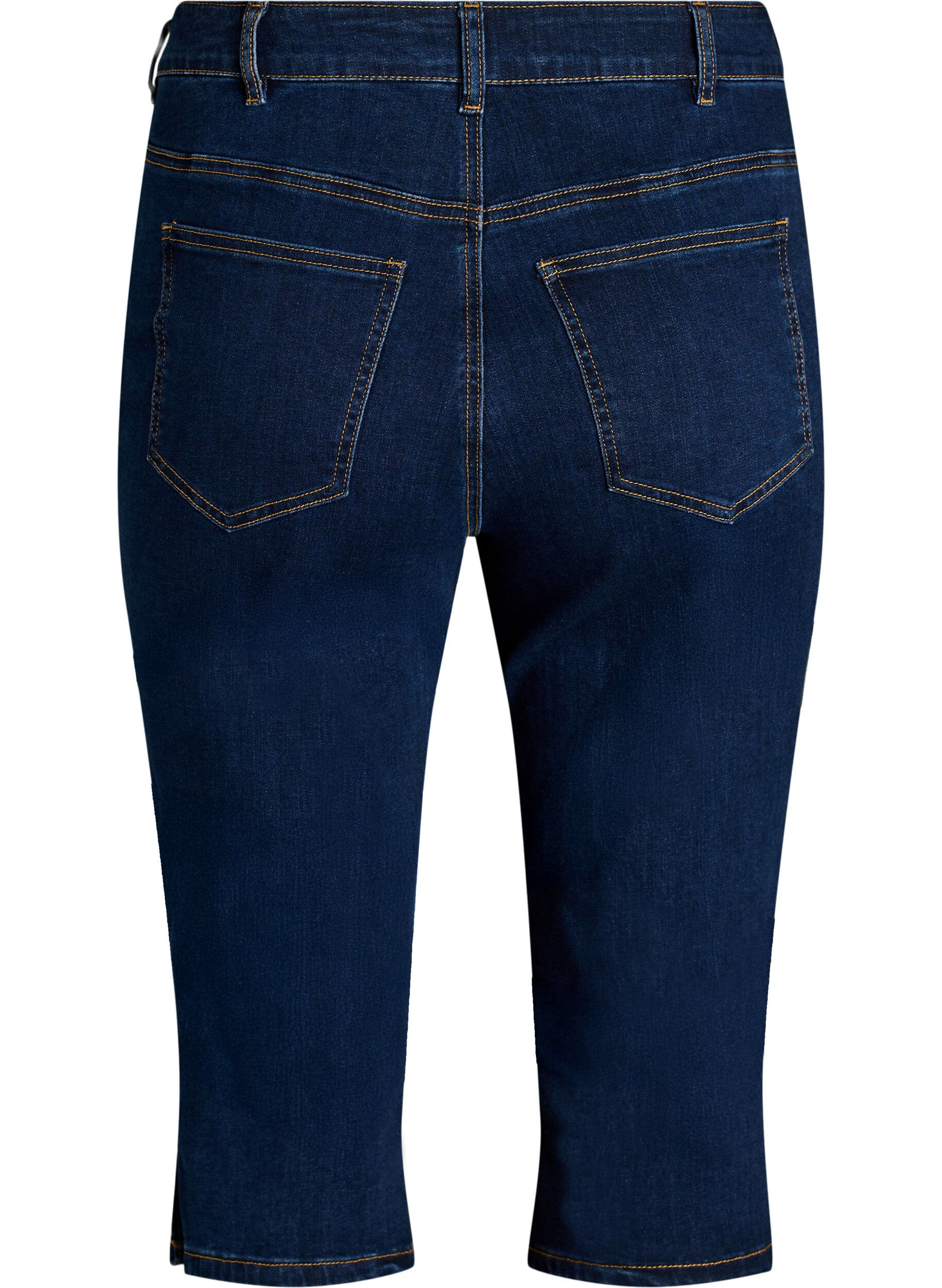 Zizzi Capri slim taille haute en denim stretch, Bleu, Packshot image number 1
