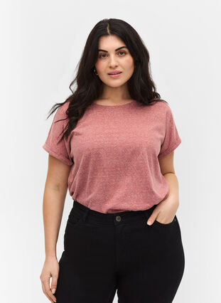 T-shirt chiné en coton, Apple Butter Melange, Model image number 0