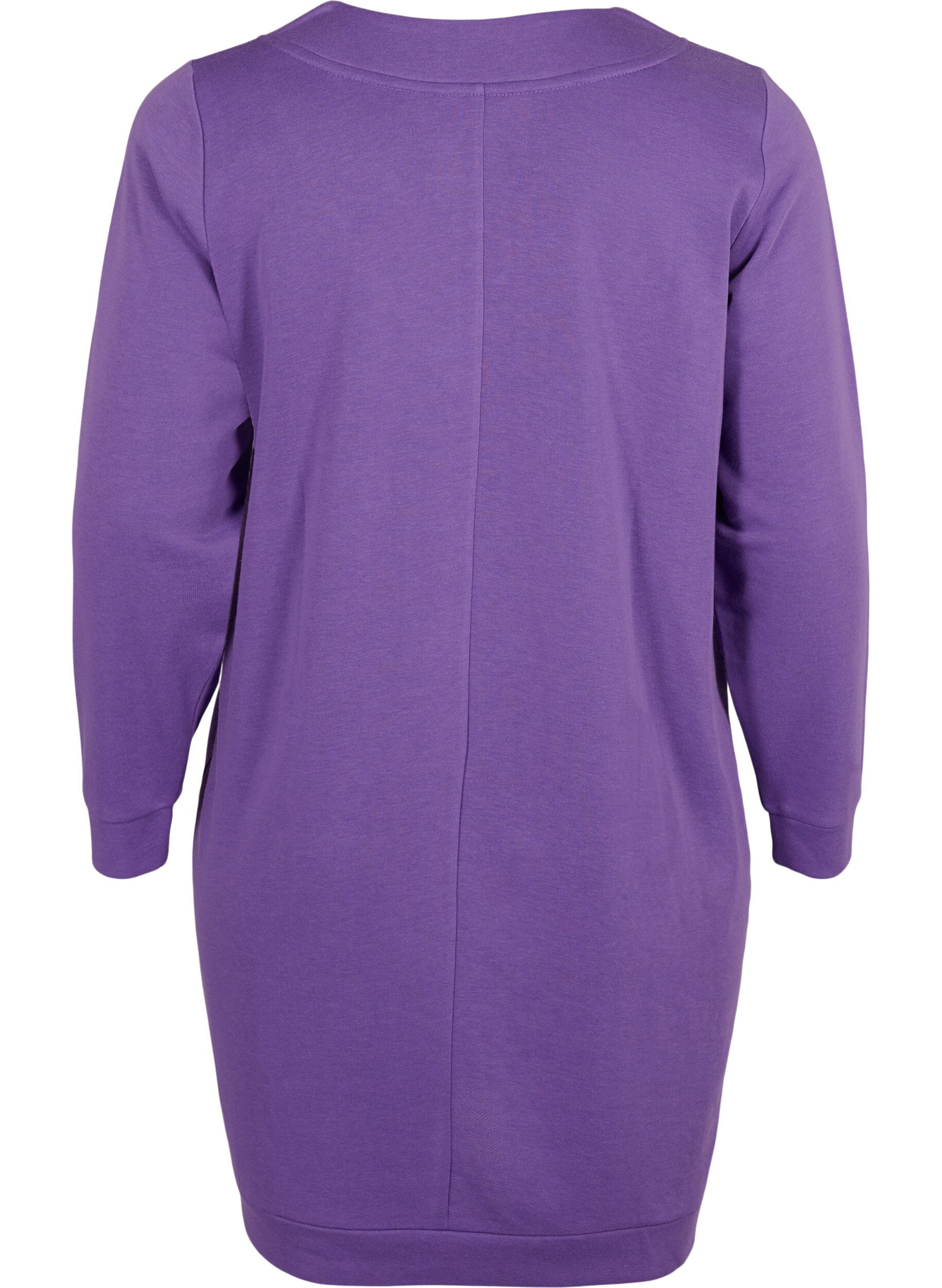 ZizziSweatshirt jurk met v-halslijn, Deep Lavender, Packshot image number 1
