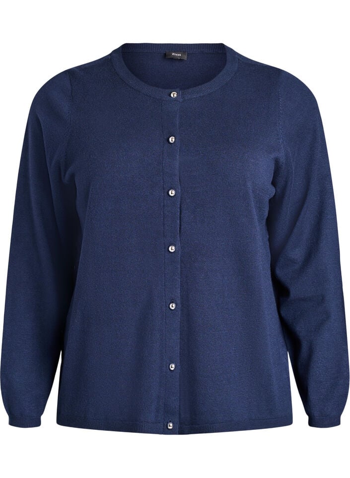 Cardigan met ronde knopen, Blauw, Packshot image number 0